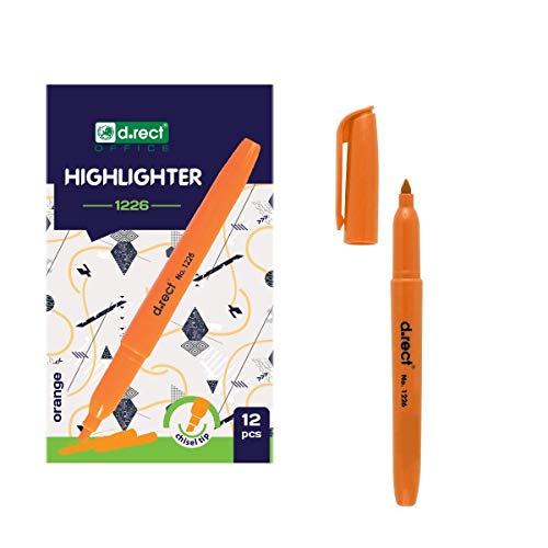 D.RECT 1226 Textmarker mit Schrägkeilspitze Orange x 12 Stück von D.RECT