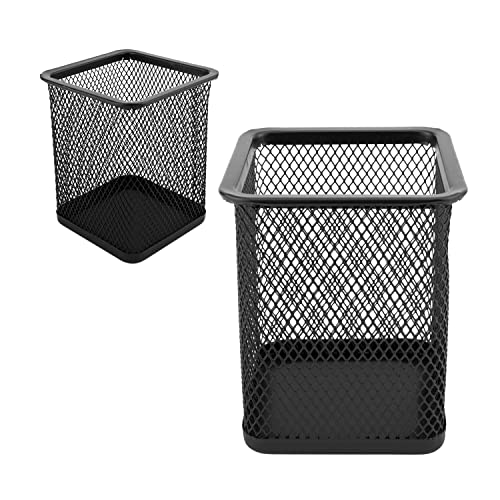 D.RECT - 2 Stück - Metall eckig Stifteköcher | Stiftehalter Würfel aus Drahtmetall | Mesh Multifunktions Becher für Kugelschreiber Schwarz D.RECT - 2 Stück - Metall eckig Stifteköcher | Stiftehalter Würfel aus Drahtmetall | Mesh Multifunktions Becher für Kugelschreiber Schwarz von D.RECT