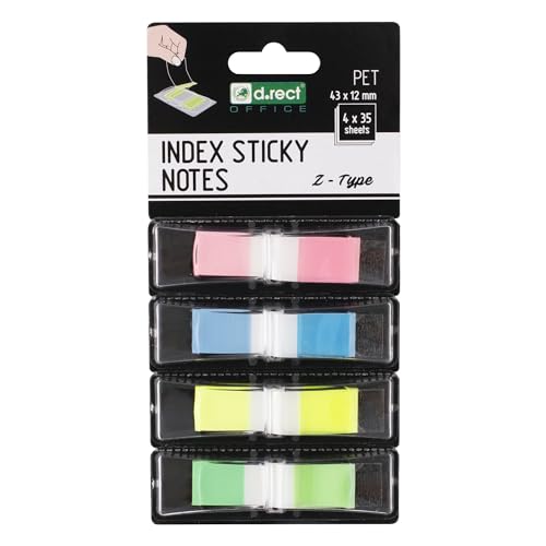 D.RECT 24 Verpackungen Haftstreifen Pagemarker Index Haftmarker Film Textstreifen PET-Folie 12x43mm 4x35 Stück von D.RECT