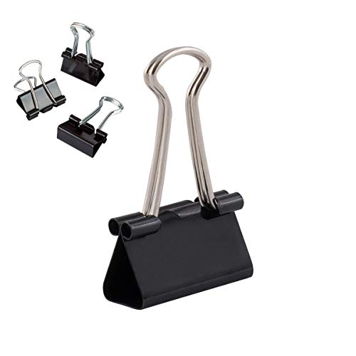 D.RECT 360054 Foldback-Klammern FoldBack Klemmen Vielzweckklammern Papier Metall Binder Clips für Notizen Briefpapier Clip Bürobedarf 25mm Verpackung 12 Stück Schwarz von D.RECT