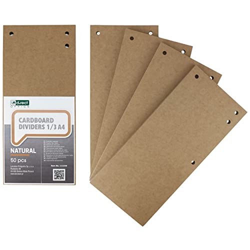 D.RECT 50er Pack Karton-Trennstreifen 10,5x23,5cm Trennlaschen Trennblätter Register-Trenner Ordner Register 300g/m² Kraftpapier von D.RECT