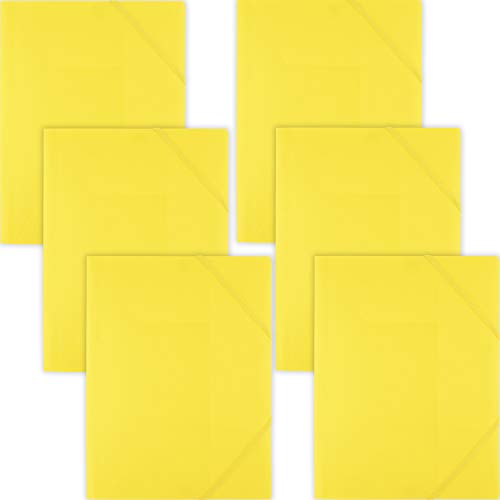 D.RECT 6 Stück Sammelmappe | Postmappe aus Kunststoff/PP mit Gummiband | Gummizugmappe aus plastik für DIN A4 | Gelb von D.RECT