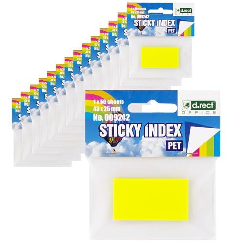 D.RECT 750 Stück Haftstreifen Pagemarker Index Haftmarker Film Textstreifen PET-Folie 25x43mm 15x50 Stück von D.RECT