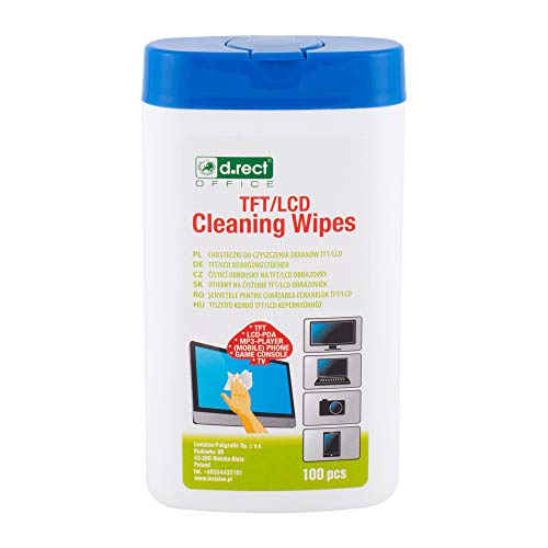 D.RECT Allzweck-Reinigungstücher 100 Stück - Reinigungstücher Feuchte in Spender - Allzwecktücher Feuchte für TFT/LCD-Monitore, Notebook, Tablet D.RECT Allzweck-Reinigungstücher 100 Stück - Reinigungstücher Feuchte in Spender - Allzwecktücher Feuchte für TFT/LCD-Monitore, Notebook, Tablet von D.RECT