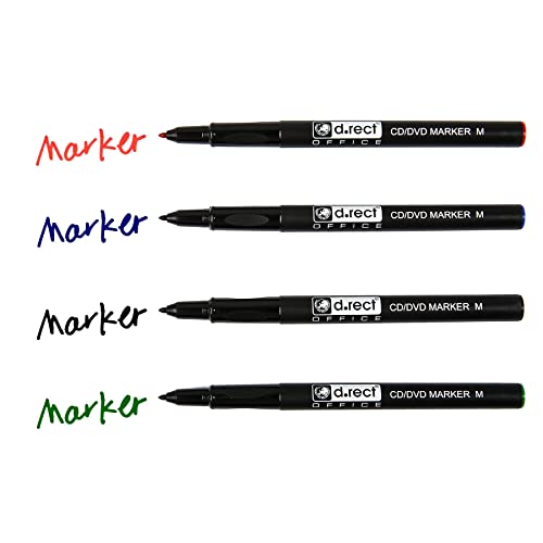 D.RECT - CD/DVD Marker Stift | Satz von 4 Farben | 0.1 mm | Permanentstift | Ideal für Glas, Kunststoff und Folie| Sehr Universell von D.RECT