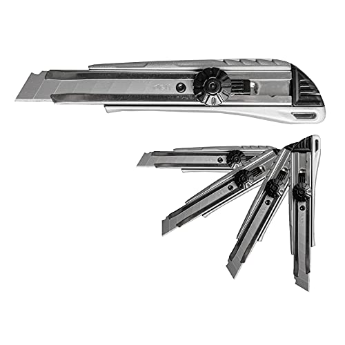 D.RECT Cuttermesser "2045" 5 Stück Set - Cutter Messer 18mm aus Metall Führung Klinge - Universalmesser, Cutter Knife von D.RECT