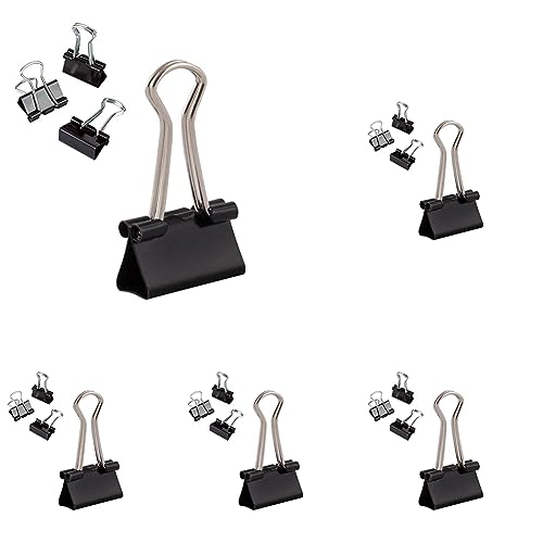 D.RECT Foldback-Klammern FoldBack Klemmen Vielzweckklammern Papier Metall Binder Clips für Notizen Briefpapier Clip Bürobedarf 19mm Verpackung 12 Stück Schwarz, 360053 (Packung mit 5) von D.RECT