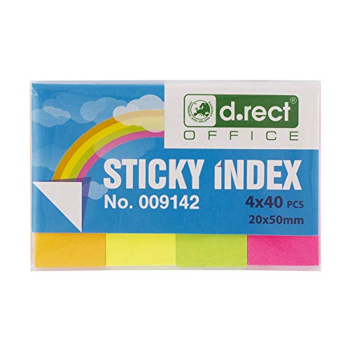 D.RECT Haftstreifen Pagemarker Index Haftmarker Film Textstreifen 20x50mm 4x40 Stück Kartondispenser von D.RECT