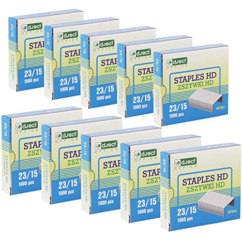 D.RECT Heftklammern 23/15 | Klammern für Büroheftgeräte | Tacker Heftklammern | Hefter Klammern | Verpackung 10.000 Stück | 10x1000 Stück D.RECT Heftklammern 23/15 | Klammern für Büroheftgeräte | Tacker Heftklammern | Hefter Klammern | Verpackung 10.000 Stück | 10x1000 Stück von D.RECT