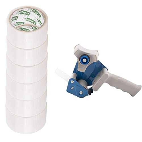 D.RECT Klebeband-Handabroller mit 6 transparenten Paketklebeband-Rollen 50m x 48mm hochwertiger robuster für Klebebänder mit bis zu 50 mm Breite inklusive 6 Rollen Packband, Transparent D.RECT Klebeband-Handabroller mit 6 transparenten Paketklebeband-Rollen 50m x 48mm hochwertiger robuster für Klebebänder mit bis zu 50 mm Breite inklusive 6 Rollen Packband, Transparent von D.RECT