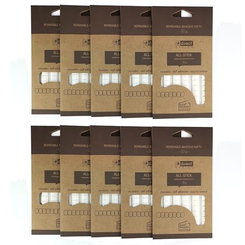 D.RECT Klebepads weiß | wieder ablösbar |Klebeknete, formbar | Blister mit 80 Pads | 10 Stück von D.RECT