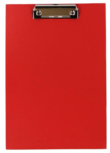 D.RECT Klemmbrett Schreibplatte A4 PVC-Folie leinengeprägt rot mit Metallklemme mit Aufhängeöse, 09450 von Leviatan
