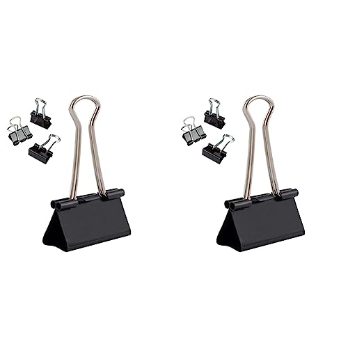 D.RECT Metal Foldbackklammern | Verpackung 12 Stück, 41mm | Schwarz | Vielzweckklammern, Metall Binder Clips für: Notizen, Briefpapier | Büroklammern (Packung mit 2) von D.RECT