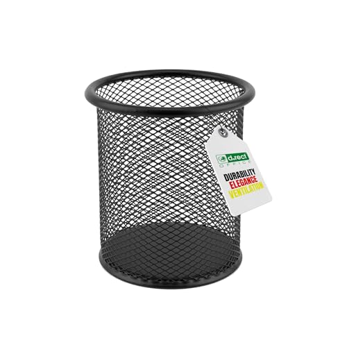 D.RECT Metall Stifteköcher | Stiftehalter rund aus Drahtmetall | Mesh Multifunktions Becher für Kugelschreiber Ø91 mm Schwarz von D.RECT