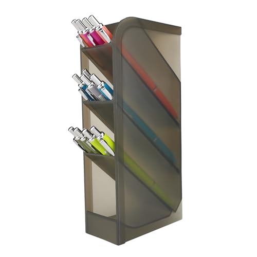 D.RECT Schreibtisch-Organizer, Stift-Regal für Büro, Schule, Heimbedarf, durchscheinend, rauchfarben, 4 Fächer, 4-teilig Pen Holder von Philips Lighting