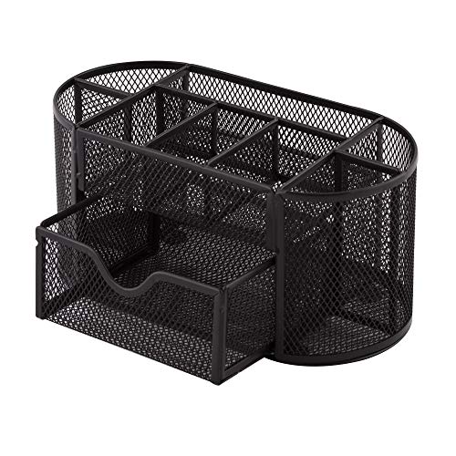 D.RECT Schreibtischorganizer | Stiftehalter Stifteköcher Tisch-Organizer aus Metall | Büroablage mit Zettelhalter Mesh | 350 x 297 x 275 mm Schwarz von D.RECT