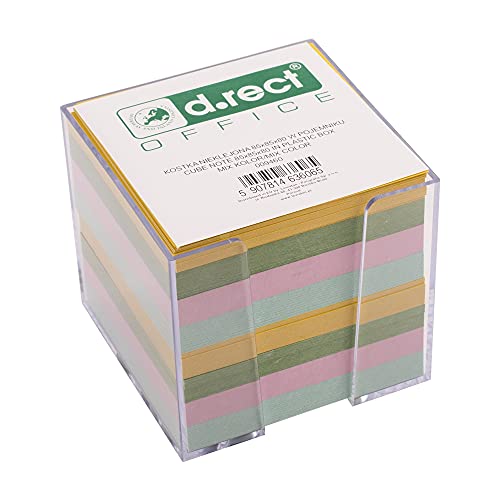 D.RECT Zettelbox Zettelkasten Kunststoff | 85x85x80mm circa 700 blatt | mehrfarbig gefüllt von D.RECT