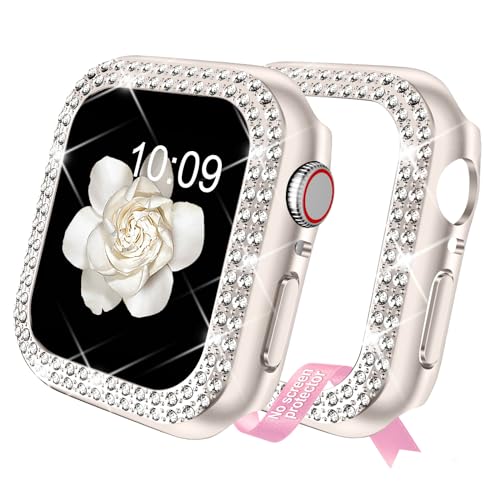 DABAOZA Schutzhülle für Apple Watch 41 mm, Stoßfängerabdeckung, Serie 9, 8, 7, 41 mm, glitzernd, für Damen, Mädchen, elegante Diamanten, Kristall-Stoßdämpfer, harte Polycarbonat-Schutzhülle für iWatch von DABAOZA