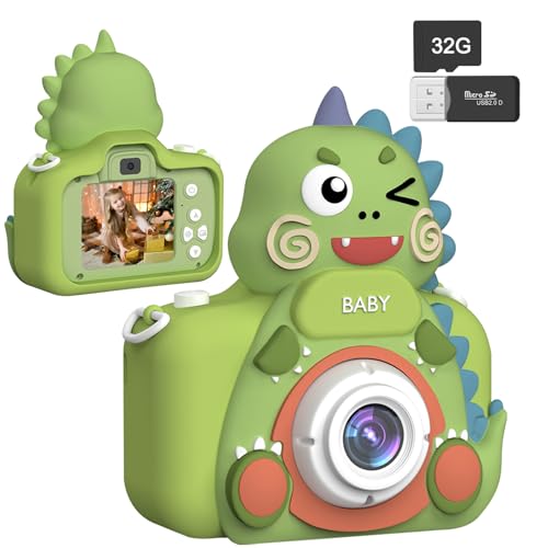Dinosaurier Kinderkamera, Kinder Kamera Digitalkamera, 1080P HD Selfie Digital Video Kamera, Niedliche kleine Mädchen Jungen Spielzeug Geburtstag Geschenk für 3 4 5 6 7 8 9 Jahre von DABAOZHA