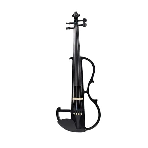 Violinenset 4/4 Violine Massivholz Kopfhörer Kabel Zubehör Mit Etui(Black) von DABAUR