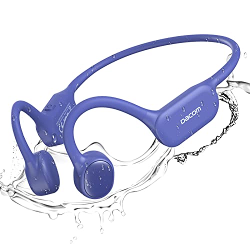 DACOM E80 Knochenschall Kopfhörer, Bone Conduction Bluetooth Kabellos Sport Kopfhörer 5.3, IPX7 Wasserdicht 2 in 3 Open Ear Kopfhörer 8 Stunden Spielzeit für Laufen Wandern Fahren Training- Blau von DACOM