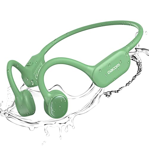 DACOM Knochenleitungskopfhörer Kabellos Bluetooth 5.3 Sport Ohrhörer IPX7 Wasserdicht 2 in 4 Open Ear Headset für Laufen Wandern Fahren Training - Grün von DACOM