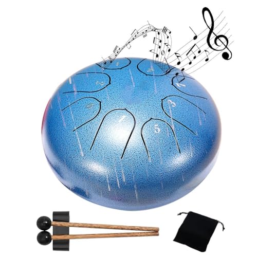 6 Töne Stahlzungentrommel Draußen Regen Trommel Instrumentententrommel Percussion Mini Drum Hand Ätherische Sticks Zubehör Drum von DAGESVGI