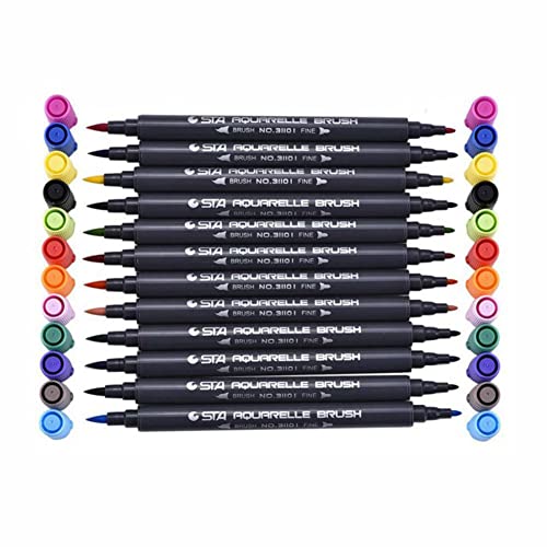 DAGIJIRD Dual Brush Fineliner Tip Set Zeichnen 12 Farben STA Wasserbasis Kunst Marker Stifte DAGIJIRD Dual Brush Fineliner Tip Set Zeichnen 12 Farben STA Wasserbasis Kunst Marker Stifte von DAGIJIRD