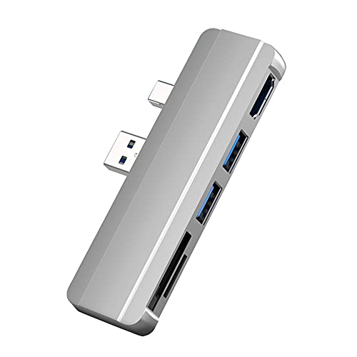 DAGIJIRD Mini DP zu HDMI Konverter, Adapter, 2 Anschlüsse, USB 3.0, Micro SD SD SDHC SDXC Datenleser USB Hub Dockingstation für Surface Pro 4/5/6 von DAGIJIRD