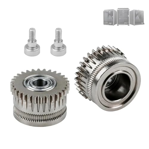 2 Stück Upgrade-Filamentantriebsmotor aus gehärtetem Stahl, Extruderzahnräder for K1/K1 Max/K1C 3D-Druckerzubehörteile(Silver) von DAIHAOEE