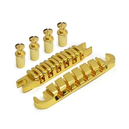 Bridge & Tailpiece for LP Style Guitar String Space 52MM-10.4x5 Top Hanging String Individual Saddle Black/Gold/Chrome(Gold) von DAIHAOEE