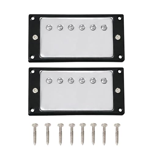 Humbucker-Tonabnehmer for E-Gitarre, Chrom, Hals-/Brücken-Tonabnehmer, 50 mm/52 mm, mit Ring for E-Gitarre im LP-Stil, Gold/Chrom(Chrome) von DAIHAOEE
