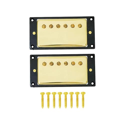 Humbucker-Tonabnehmer for E-Gitarre, Chrom, Hals-/Brücken-Tonabnehmer, 50 mm/52 mm, mit Ring for E-Gitarre im LP-Stil, Gold/Chrom(Gold) von DAIHAOEE