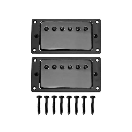 Humbucker-Tonabnehmer for E-Gitarre, Chrom, Hals-/Brücken-Tonabnehmer, 50 mm/52 mm, mit Ring for E-Gitarre im LP-Stil, Gold/Chrom(Zwart) von DAIHAOEE