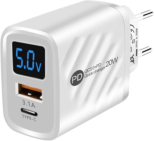 20 W USB C Ladegerät, 2-Ports Multi-Ladegerät conPD&USB-A, Schnellladegerät Typ C, Stecker Netzteil USB C mit LCD-Display Charger für iOS 15 Pro Max/14/11 20 W USB C Ladegerät, 2-Ports Multi-Ladegerät conPD&USB-A, Schnellladegerät Typ C, Stecker Netzteil USB C mit LCD-Display Charger für iOS 15 Pro Max/14/11 von DAILINK