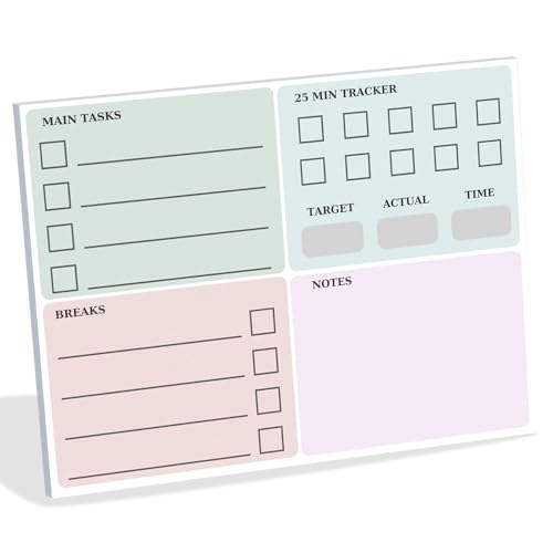 Pomodoro Terminplaner, klebrige To-Do-Liste, 20,3 x 15,2 cm, Produktivitätszielplanung, Notizblock, Zeitmanagement-Tools, ADHS-Organisationsprodukte für Arbeit und Studium Pomodoro Terminplaner, klebrige To-Do-Liste, 20,3 x 15,2 cm, Produktivitätszielplanung, Notizblock, Zeitmanagement-Tools, ADHS-Organisationsprodukte für Arbeit und Studium von DAILY RITMO