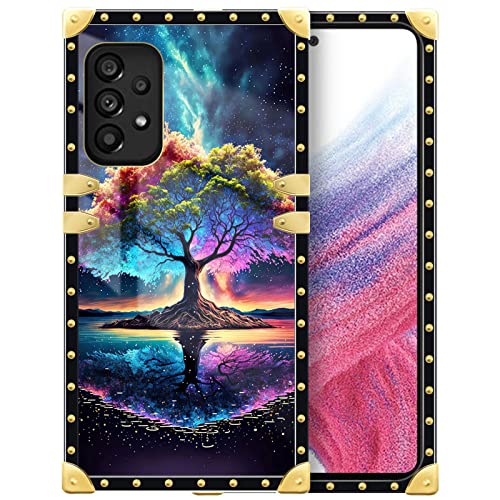 DAIZAG Hülle Kompatibel mit für Samsung Galaxy A53 5G Life Tree Energy Handyhülle Golden Square Soft TPU Stoßfest Schutzhülle Decor Case Cover für Geschenk von DAIZAG