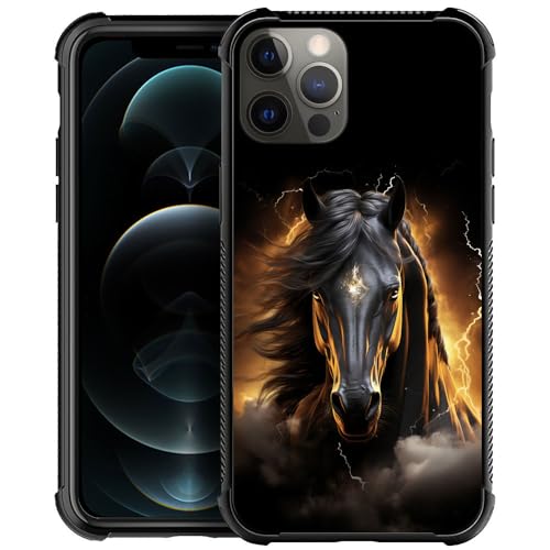 DAIZAG Hülle Kompatibel mit iPhone 11 Hülle, Schwarz Goldenes Pferd Hülle für iPhone 11 Hüllen für Mann Frau, Rundumschutz Stoßfest Anti-Kratzer TPU Cover Case für iPhone 11 von DAIZAG