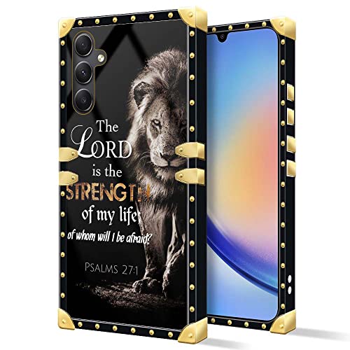 DAIZAG Hülle kompatibel mit Samsung Galaxy A54 5G, B Bibelschrift Löwe Quadrat Hülle Luxus Elegant Frauen Mädchen Metall Dekoration Ecke Klassisch Retro Weiche TPU Hülle für Samsung Galaxy A54 5G von DAIZAG