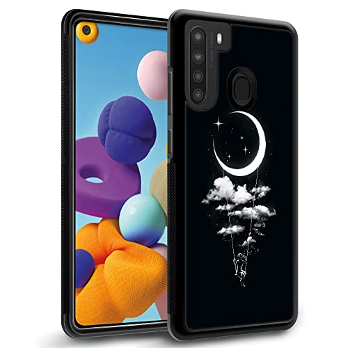 DAIZAG Kompatibel mit Samsung Galaxy A21 Hülle, freies Mädchen unter dem Mond für Mann und Frau, Rundumschutz, stoßfest, kratzfest, TPU-Hülle für Samsung Galaxy A21 von DAIZAG