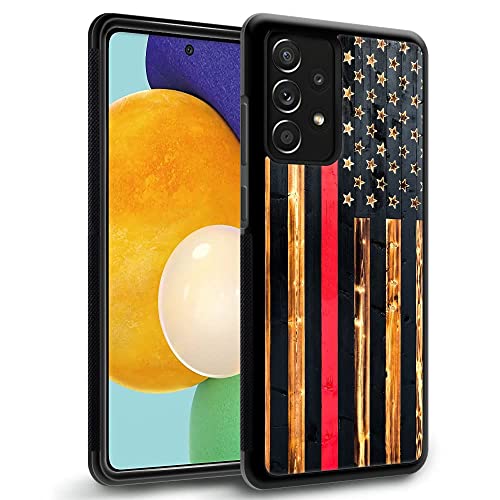 DAIZAG Kompatibel mit Samsung Galaxy A53 5G Hülle, rote Linie Holzmaserung Flagge für Männer Frau, Rundumschutz, stoßfest, kratzfest, TPU-Hülle für Samsung Galaxy A53 5G von DAIZAG