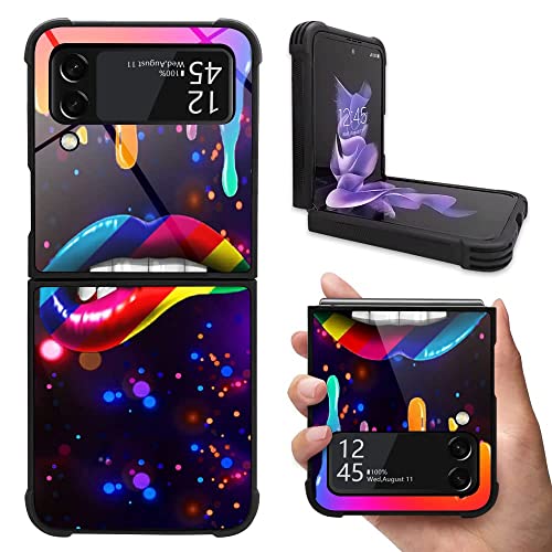 DAIZAG Kompatibel mit Samsung Galaxy Z Flip 3 5G Hülle, sexy Regenbogen-Lippen für Mann und Frau, Rundum-Schutz, stoßfest, kratzfest, TPU-Hülle für Samsung Galaxy Z Flip 3 5G von DAIZAG