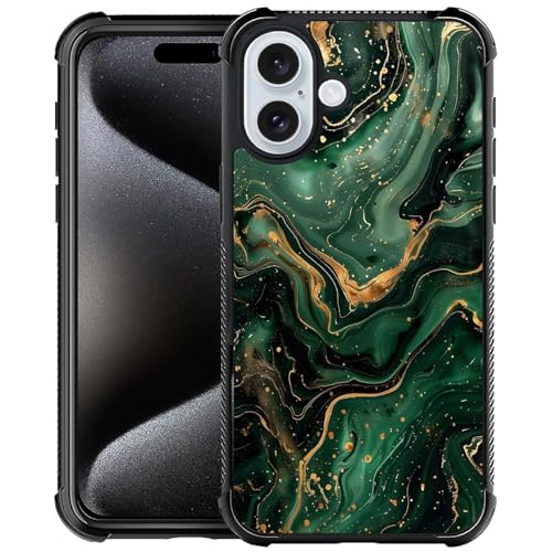 DAIZAG Kompatibel mit iPhone 16 Hülle, Grün-Gold-Marmor-Hülle für Mädchen und Jungen, vier Ecken mit Stoßstangen, rutschfest, stoßdämpfend, Schutzhülle für iPhone 16 DAIZAG Kompatibel mit iPhone 16 Hülle, Grün-Gold-Marmor-Hülle für Mädchen und Jungen, vier Ecken mit Stoßstangen, rutschfest, stoßdämpfend, Schutzhülle für iPhone 16 von DAIZAG