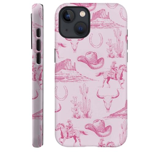 DAIZAG Schutzhülle für iPhone 14 Plus, Vintage-Stil, Cowboyhut, Pferde, Kakteen, für iPhone 14 Plus, für Mädchen, Frauen, Jungen, Männer von DAIZAG