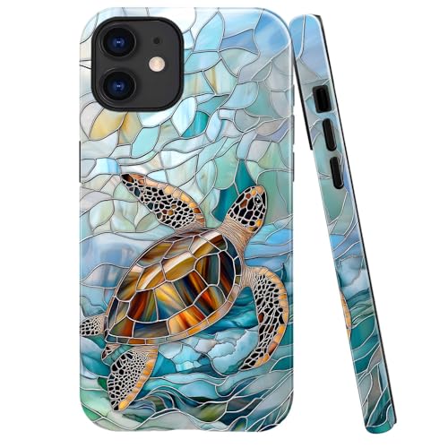 DAIZAG Schutzhülle kompatibel mit iPhone 11, glänzend, langlebig, stoßfest, für Mädchen und Damen, Buntglas, Schildkröte Ozean von DAIZAG