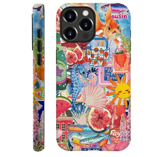DAIZAG Schutzhülle kompatibel mit iPhone 11 Pro, langlebig, stoßfest, für Mädchen und Frauen, Obstblumen, Fisch-Collage von DAIZAG