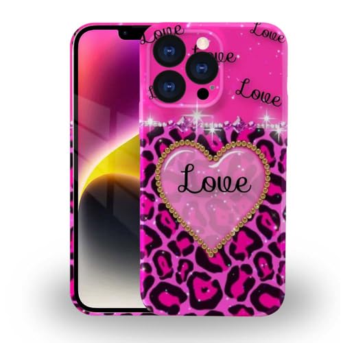 DAIZAG Schutzhülle kompatibel mit iPhone 13 Pro Max, Love Pink Leopard 3D Muster Design Hülle für iPhone 13 Pro Max Hülle, schlanke schützende stoßfeste Hülle für iPhone 13 Pro Max 6,7 Zoll von DAIZAG
