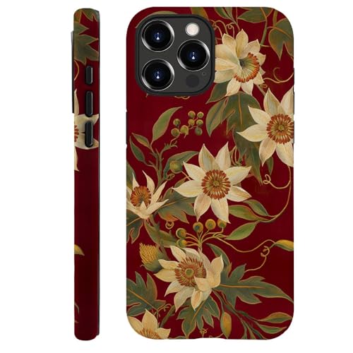 DAIZAG Schutzhülle kompatibel mit iPhone 13 Pro Max, langlebig, stoßfest, für Mädchen und Frauen, Passionsblumen-Rot, Retro-Stil von DAIZAG