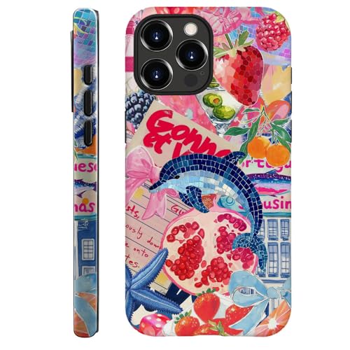 DAIZAG Schutzhülle kompatibel mit iPhone 14 Pro Max, langlebig, stoßfest, für Mädchen und Frauen, Delfin, Erdbeere, Strandcollage DAIZAG Schutzhülle kompatibel mit iPhone 14 Pro Max, langlebig, stoßfest, für Mädchen und Frauen, Delfin, Erdbeere, Strandcollage von DAIZAG