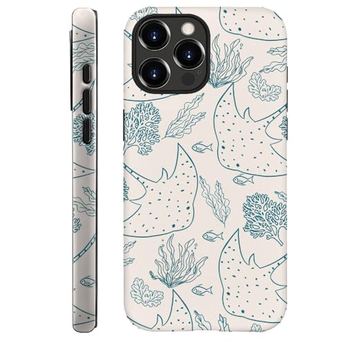 DAIZAG Schutzhülle kompatibel mit iPhone 14 Pro Max, langlebig, stoßfest, für Mädchen und Frauen, Stingray Manta Ray Ocean von DAIZAG